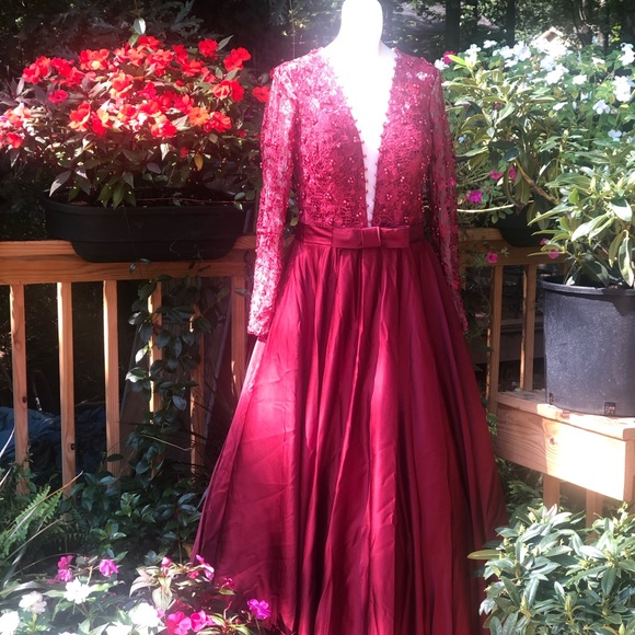 wine ball gown